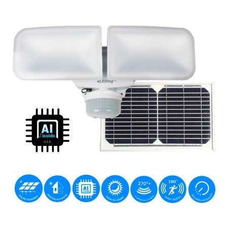 E E Systems Group eLEDing Solar Dual Head AI SMART Sensing 10W 1200 LM 5000K LED Flood Light Dusk to Dawn EE828WAI